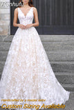 Elegant A-Line Lace Wedding Dresses Sleeveless V-Neck Bridal Gowns Sexy Open Back Wedding Gown 2023 Robes De Mariée