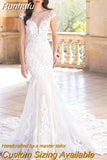 Wedding Dress With Slim-line Mermaid Lace O-neck Sleeveless Elegant Wedding Gowns Back Button Appliques Robes De Mariée