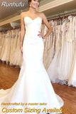 White Satin Wedding Dresses For Women 2023 Bride Gown Sweetheart Mermaid Vestido De Novia Cheap Suknia Ślubna Lace Up