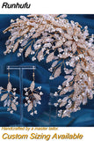 HP377 Golden Wedding Hair Accessories Alloy Leaves Bridal Tiara Crystal Side Hair Headpiece Floral Bride Crown Party