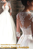 NICEB 3/4 Lace Sleeves Wedding Dresses With Pocket Satin Sweep Train свадебное платье Bridal Ball Gowns Simple Customized