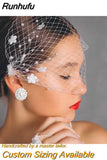 VA06 Birdcage Veil White Black Veil Face Veil Handband Bridal Veils with Crystal Blusher Veil Wedding Party Accesories
