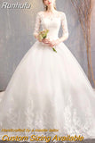 Sleeve Wedding Dresses 2023 New Luxury Lace Embroidery Ball Gown Wedding Dress Can Custom Made Vestido De Noiva