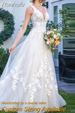 NICEB Elegant Wedding Dresses Lace Open Back A-Line Appliques Bridal Gowns Sleeveless V-Neck Vestido De Fiesta De Boda