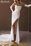 Elegant Mermaid Wedding Dresses 2023 Strapless High Split Bridal Gowns Boho Beach Princess Evening Wedding Gowns Custom Size