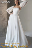 Strapless A-Line Wedding Dresses Detachable Long Sleeves Bridal Gowns Robe De Mariée