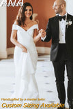 Elegant Off The Shoulder Wedding Dresses 2023 Backless Mermaid With Button Simple Satin Bridal Gowns Vestido De Noiva