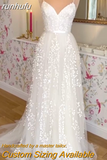 Boho Spaghetti Straps Lace A Line Beach Wedding Dress 2023 Wedding Gown for Bridal Open Back sukienki weselne damskie
