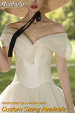 Light Simple Boho Wedding Dress 2023 New Boat Neck Off The Shoulder Bridal Dress Tuller Wedding Gowns