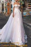 Illusion Wedding Dresses For Women Lace Appliques Sexy Off the Shoulder A-line Summer Bridal Gowns vestido de noiva 2023