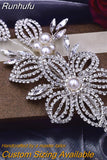 HP445 Luxury Bridal Headpiece Set Crystal Flower Wedding Headband Women Hair Ornament Jewelry Pearls Bride Headdress