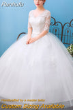New Boat Neck Wedding Dress Sweep Brush Train Ball Gown Bridal Dress Lace Up Wedding Gowns Vestidos De Novia