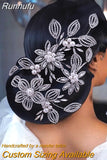 HP445 Luxury Bridal Headpiece Set Crystal Flower Wedding Headband Women Hair Ornament Jewelry Pearls Bride Headdress