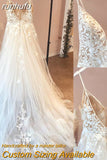 Straps Vintage Lace Wedding Dress With V Neckline Bride Dress Tulle Beach Bridal Gown trouwjurk Lakshmigown