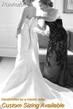 Elegant Strapless Mermaid Wedding Dresses For Women 2023 V-Neck Bow Sleeveless Backless button Simple Satin Bridal Gown
