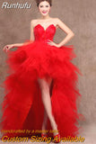 Dress Eleant Feather Strapless Lace Up Princess Luxury Front Short Back Long Wedding Dresses Plus Size