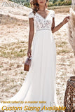 Wedding Dress Short Sleeves Lace Appliques Vestido De Novia 2023 Sexy Chiffon Women Bride Gown Beach Robe Mariage Trouwjurk