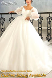 Sweetheart Neckline A-Line Wedding Dresses Puff Sleeves Sweep Train Bridal Gowns Custom Made Vestidos De Novia
