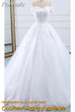 Dress 2023 The Elegant Boat Neck Ball Gown Off The Shoulder Princess Luxury Lace Embroidery Wedding Dresses