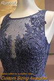 A-line Floor Length Evening Dress Lace Organza With Embroidery Prom Dresses V-neck Sleeveless Bride Dress Zipper Robe De