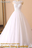 NICEB Elegant Ball Gown Wedding Dresses Beading Sleeveless Vestido De Noiva Lace Applique Exquisite Bridal Bow Custom
