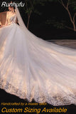 Sleeve Empire Illusion Wedding Dress For Pregnant Ball Gown 2023 Lace Embroidery Wedding Dress Robe De Mariee