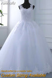 Video Spaghetti Straps White Ivory Tulle Bridal Ball Gown For Wedding Dresses New Luxury Pearls Marriage Customer Made