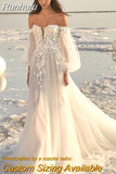 Off The Shoulder V-Neck A-Line Wedding Dress For Bride Lace Up Appliques Back Bridal Gown For Bride 2023 Vestido De Novia