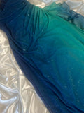 Glitter Blue Sweetheart Neck Bodycon Dress Ruffled Party Dress Spaghetti Strap Evening Dress HZ1108