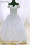 Novias New Off the Shoulder Vestido De Noiva White Ivory Plus Size Wedding Dresses Luxury Lace CRYSTAL Edge For Brides Gowns