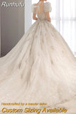 Wedding Dress 2023 Star Sky Long Train High Waist For Pregnant Crystal Shinny Bride Dress Short Sleeve Ball Gown Dresses