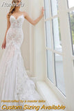 Appliques Mermaid Wedding Dress 2023 Spaghetti Straps Backless Bridal Gown For Women Tulle Sweep Train Vestidos De Noiva
