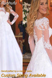 Long Sleeves Lace Appliques Wedding Dresses свадебное платье Robe De Mariée Natural Bridal Gowns Bride Elegant 2023