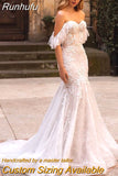 Mermaid Tulle Wedding Dress Sexy Sweetheart Neck Lace Appliques Off The Shoulder With Ruffles Zipper Backless Bridal Gown