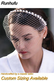 VA06 Birdcage Veil White Black Veil Face Veil Handband Bridal Veils with Crystal Blusher Veil Wedding Party Accesories