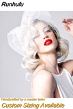VA06 Birdcage Veil White Black Veil Face Veil Handband Bridal Veils with Crystal Blusher Veil Wedding Party Accesories