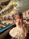 Cute Ball Gown Strapless Champagne Short Homecoming Dress Summer Hoco Dresses Cocktail Dress For Senior Teens HZ1214