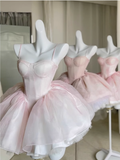 Pretty Ball Gown Short Sweetheart Pink Homecoming Dress Summer Hoco Dresses Cocktail Dress For Senior Teens HZ1214