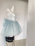 Pretty Ball Gown Short Sweetheart Blue Lace Homecoming Dress Summer Hoco Dresses Cocktail Dress For Senior Teens HZ1214