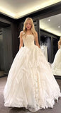 Pretty Wedding Dress Ball Gown Lace Strapless White Long Wedding Dresses Bridal Gowns HZ1214