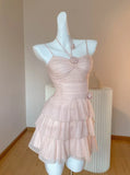 Cute A line Pink Chiffon Summer Short Homecoming Dress Hoco Dress Mini 18th Birthday Outfit Cocktail Dresses HZ1214