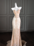 Rustic Wedding Dress Mermaid Sweetheart Lace Satin Champagne Long Wedding Dresses Bridal Gowns HZ1214