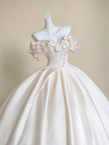 Modest Wedding Dress Ball Gown Off The Shoulder Light Pink Satin Long Wedding Dresses Brides Dress Bridal Gowns HZ1214