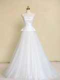 Rustic Wedding Dress Ball Gown Strapless White Tulle Long Wedding Dresses Bridal Gowns HZ1214