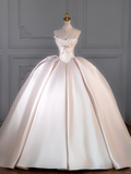Rustic Wedding Dress Ball Gown Sweetheart Satin Light Pink Long Wedding Dresses Bridal Gowns HZ1214
