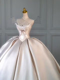 Rustic Wedding Dress Ball Gown Sweetheart Satin Light Pink Long Wedding Dresses Bridal Gowns HZ1214