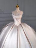 Rustic Wedding Dress Ball Gown Sweetheart Satin Light Pink Long Wedding Dresses Bridal Gowns HZ1214