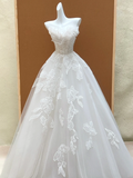 Modest Wedding Dress Ball Gown Strapless Lace Long White Wedding Dresses Brides Dress Bridal Gowns HZ1214