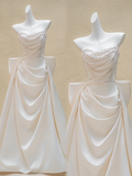 Modest Wedding Dress Mermaid Sweetheart Satin Pearls Long Wedding Dresses Brides Dress Bridal Gowns HZ1214