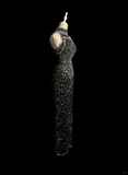 Vintage Sheath High Neck Sequin Long Evening Party Gowns Formal Dresses Prom Dresses HZ1214